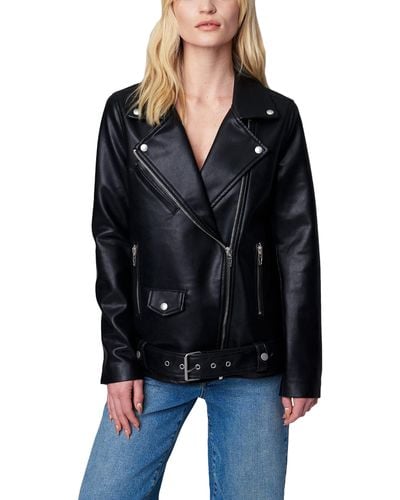 Blank NYC Leather Long Moto Jacket - Black