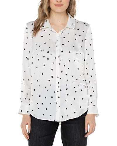 Liverpool Los Angeles Flap Pocket Button Front Woven Blouse - White