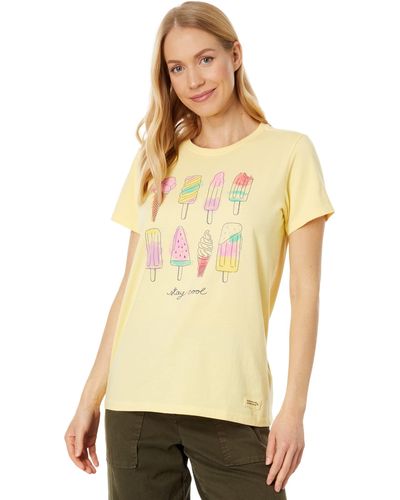 Life Is Good. Watercolor Ice Cream Popsicles Short Sleeve Crusher Tee - Natural