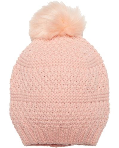 San Diego Hat Knit Beanie W/ Faux Fur Pom - Pink