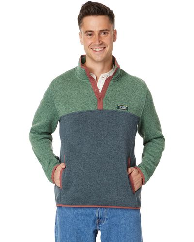 L.L. Bean Sweater Fleece Pullover Color-block Regular - Green