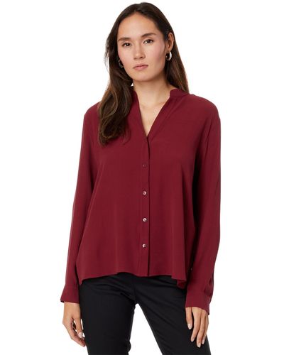 Eileen Fisher Mandarin Collar Shirt - Red