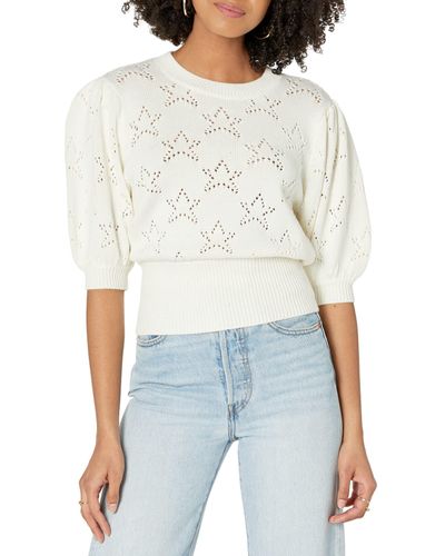 7 For All Mankind Star Short Sleeve Sweater - White