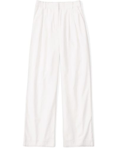 Abercrombie & Fitch Linen-blend Tailored Wide Leg Pant - White