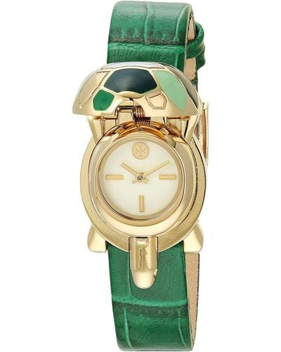 Tory Burch Turtle Croco Embossed Leather Watch - Green