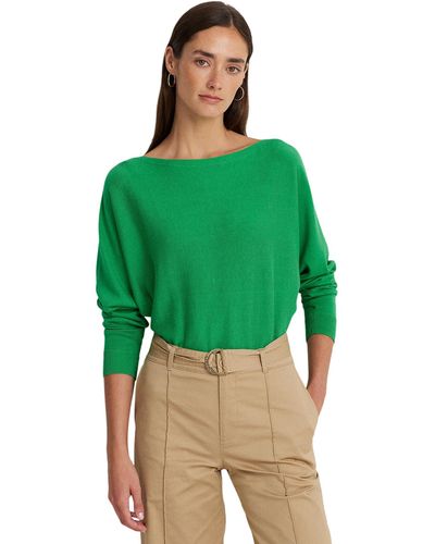 Lauren by Ralph Lauren Cotton-blend Dolman-sleeve Sweater - Green