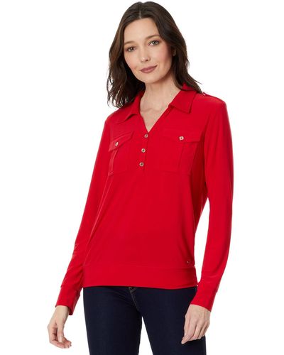Tommy Hilfiger Long Sleeve Utility Top - Red