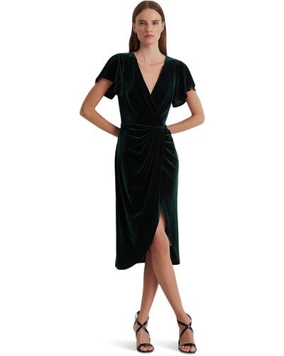 Lauren by Ralph Lauren Velvet Flutter-sleeve Cocktail Dress - Black