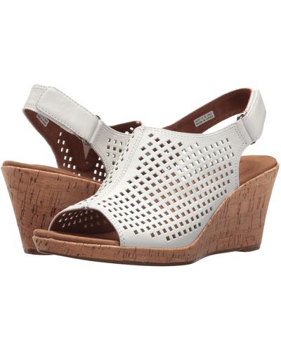 Rockport Briah Perf Sling In Tan Leather| Comfortable Women's Shoes - White