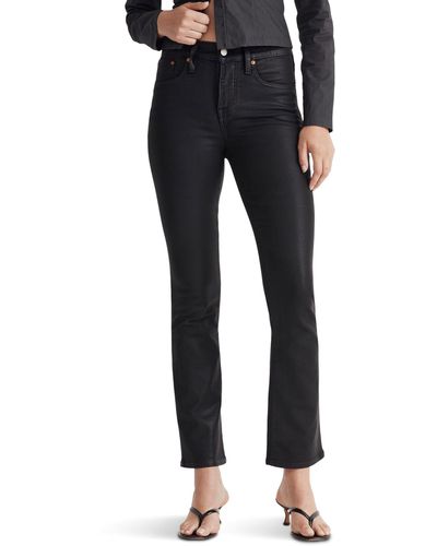 Madewell Kick Out Crop Jeans In True Black Wash: Coated Edition