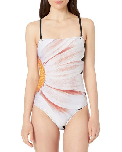 Calvin Klein Classic Bandeau One Piece Swimsuit With Tummy Control - Purple