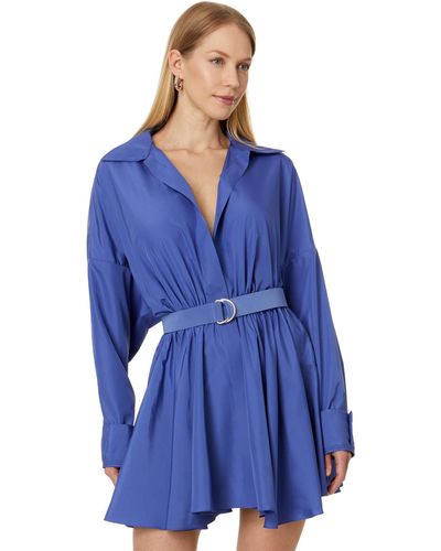 Norma Kamali Super Oversized Bf Nk Shirt Flared Mini Dress - Blue