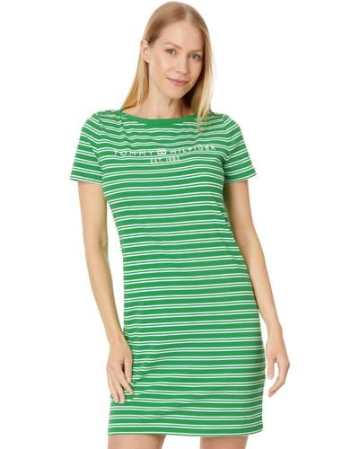 Tommy Hilfiger Striped Logo T-shirt Dress - Green