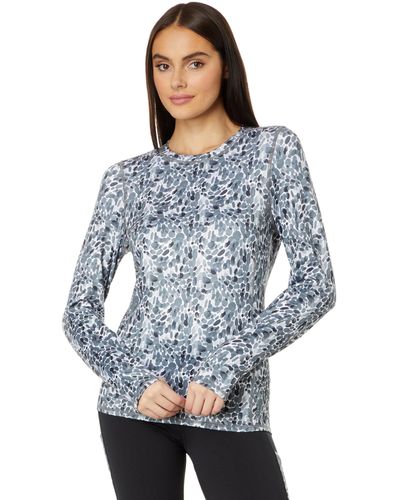 Hot Chillys Micro-elite Chamois Printed Crew Neck - Blue