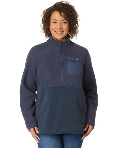 L.L. Bean Plus Size Sweater Fleece Sherpa Hybrid Color-block - Blue