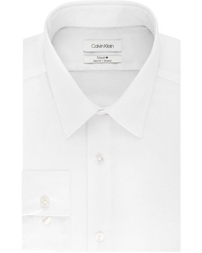 Calvin Klein Dress Shirt Slim Fit Non Iron Stretch Solid - White