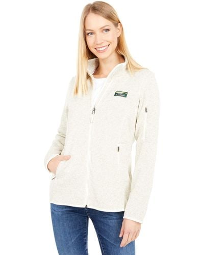 L.L. Bean Sweater Fleece Full Zip Jacket - White