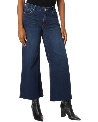 Kut From The Kloth Meg High-rise Fab Ab Wide Leg Raw Hem In Exhibited - Blue