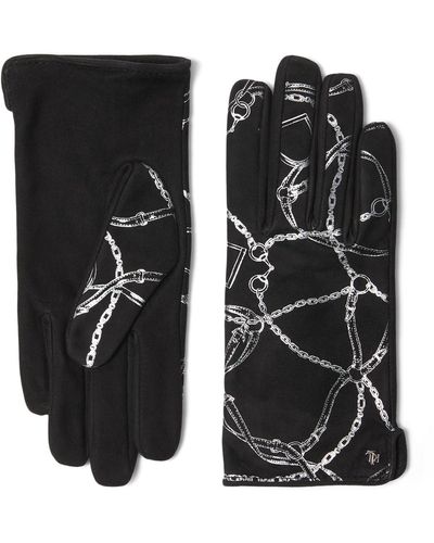 Lauren by Ralph Lauren Printed Suede Belting Glove - Black