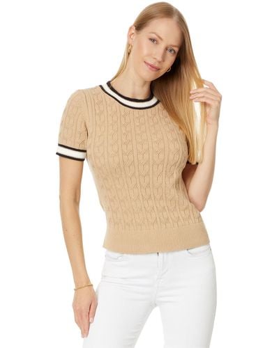 Tommy Hilfiger Short Sleeve Cable Sweater - Natural