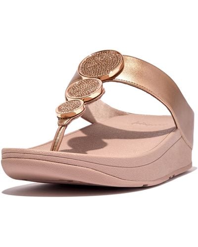 Fitflop Halo Bead-circle Metallic Toe-post Sandals - Pink