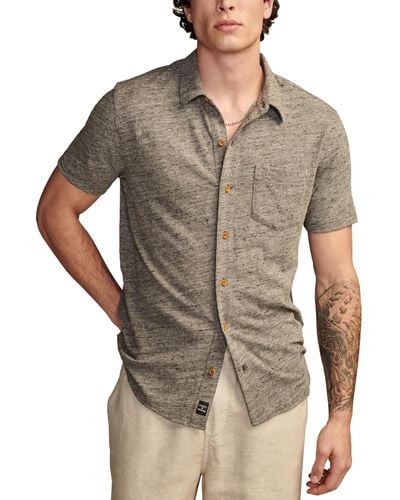 Lucky Brand Linen Short Sleeve Button Up Shirt In Huckleberry in