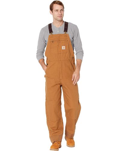 Carhartt Quilt Lined Washed Duck Bib Overalls - Brown