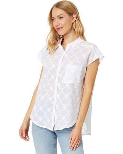 Splendid Olivia Shorts Sleeve Shirt - White