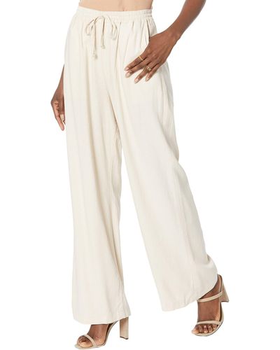 Blank NYC Pull-on Drawstring Wide Leg Linen Pants In Sand Bath - White