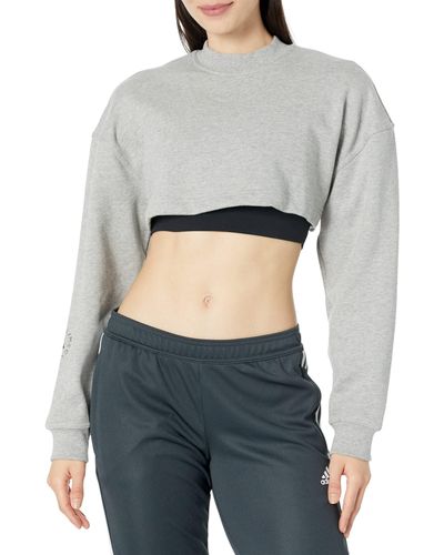 adidas By Stella McCartney Truecasuals Cropped Sportswear Sweatshirt Hr9173 - Gray
