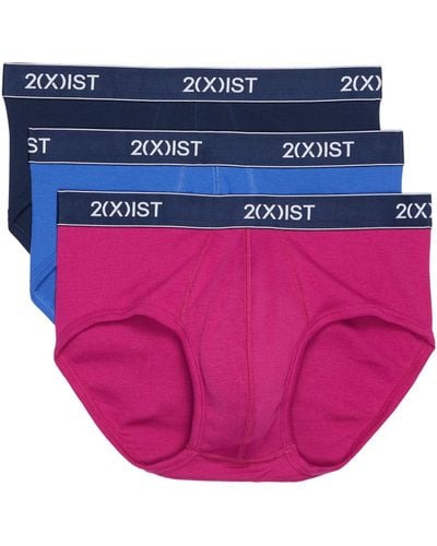 2xist 2(x)ist 3-pack Essential Contour Pouch Brief (dazzling Blue/varsity Navy/festival Fuchsia) Underwear - Black
