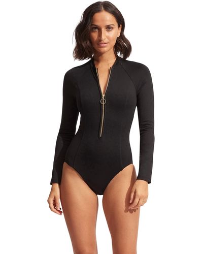 Seafolly Collective Zip Front Surfsuit - Black