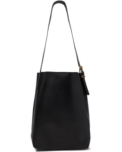 Madewell The Essential Bucket Tote In Leather - Black