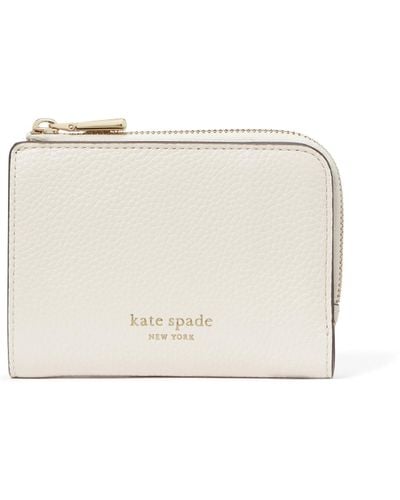 Kate Spade Ava Colorblocked Pebbled Leather Zip Bifold Wallet - Natural