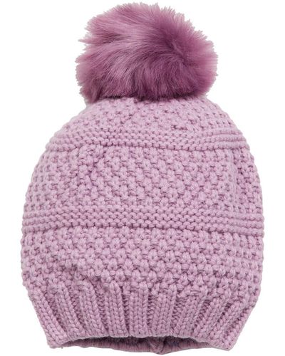 San Diego Hat Knit Beanie W/ Faux Fur Pom - Purple