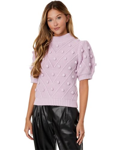 English Factory Pom-pom Puff Sleeve Sweater - Purple