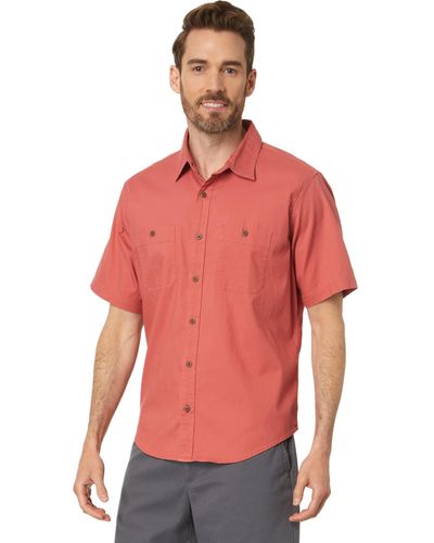 L.L. Bean Lakewashed Camp Shirt Short Sleeve Traditional Fit - Red