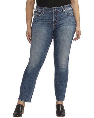 Silver Jeans Co. Plus Size Suki Mid Rise Curvy Fit Straight Jeans W93413eae389 - Blue