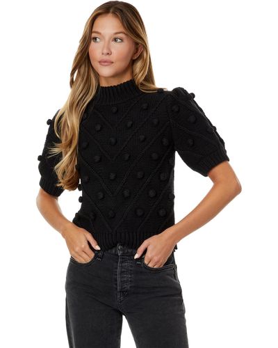 English Factory Pom-pom Puff Sleeve Sweater - Black