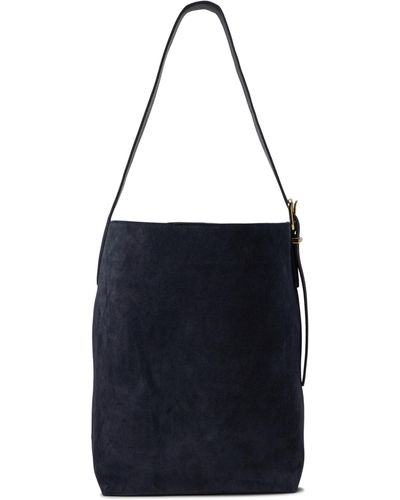Madewell The Essential Bucket Tote In Suede - Blue