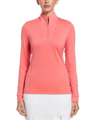 Callaway Apparel Solid Sun Protection 1/4 Zip Pullover - Pink