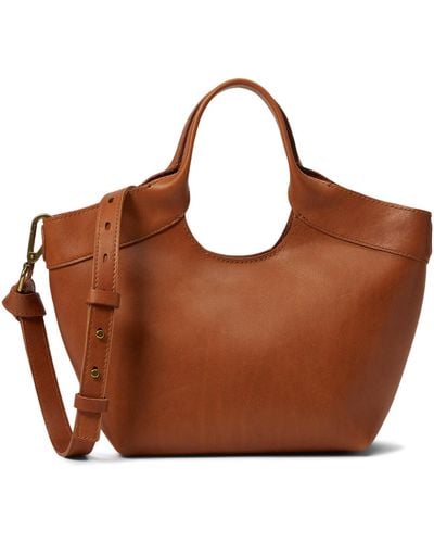 Madewell The Mini Sydney Cutout Tote In Leather - Brown