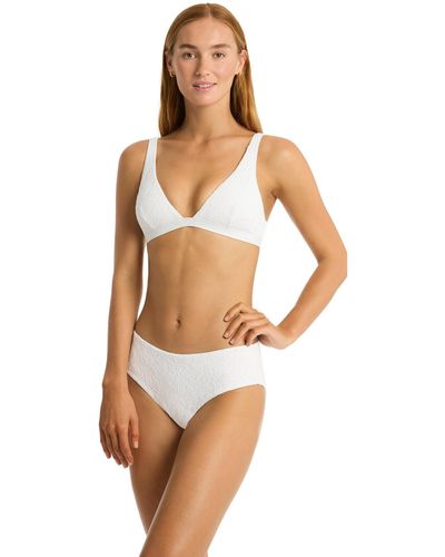 Sea Level Interlace Mid Bikini Pant - White