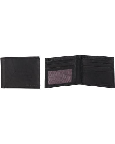 Ben Sherman Leather Five Pocket Bifold Wallet With Id Window - Black