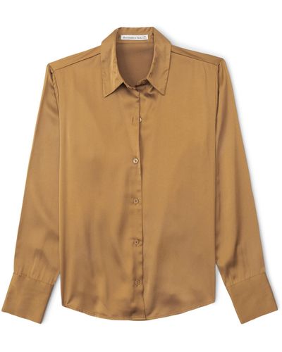 Abercrombie & Fitch Long Sleeve Satin Overshirt - Natural