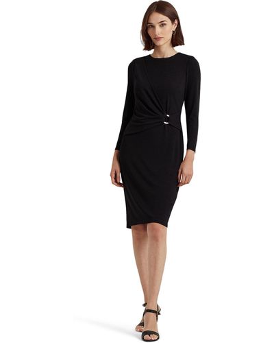 Lauren by Ralph Lauren Jersey 3/4 Sleeve Dress - Black