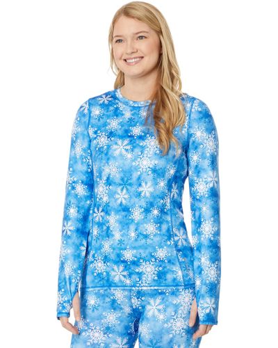 Hot Chillys Micro-elite Chamois Printed Crew Neck - Blue