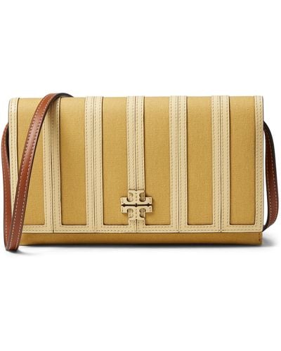Tory Burch Mcgraw Canvas Panel Wallet Crossbody - Natural