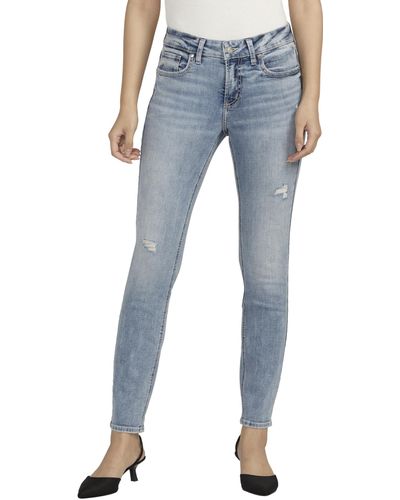 Silver Jeans Co. Elyse Mid Rise Comfort Fit Skinny Jeans L03116ecf240 - Blue