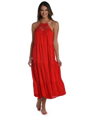 La Blanca Coastal Covers High Neck Dress - Red